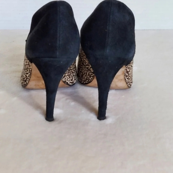 Madewell‎ Maddie Speckled Calf Hair Black Suede Pointed Toe Heels - Picture 5 of 13